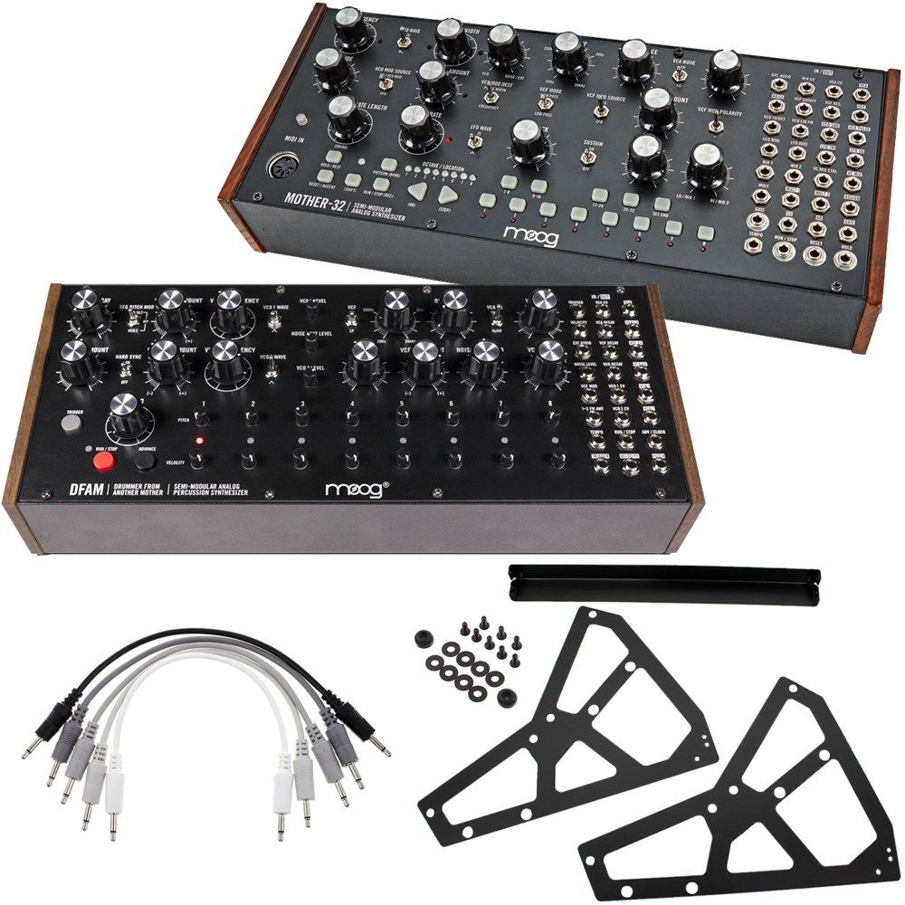 Moog Semi-Modular Package w/ 1x Mother-32, 1x DFAM, 2-Tier Rack Kit & 5x Patch Cables - Image 1