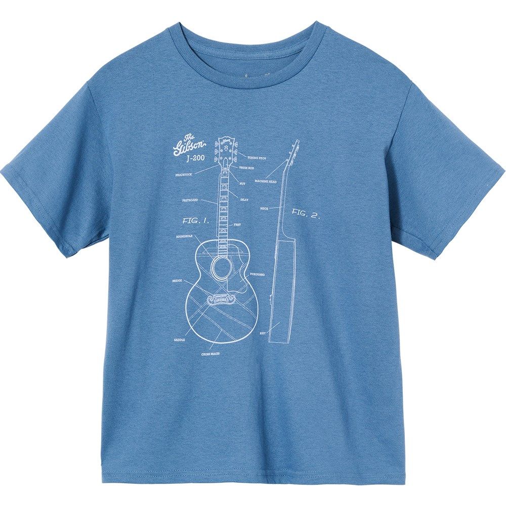 Gibson Kids Acoustic Schematic Tee (Indigo) Small - Image 1
