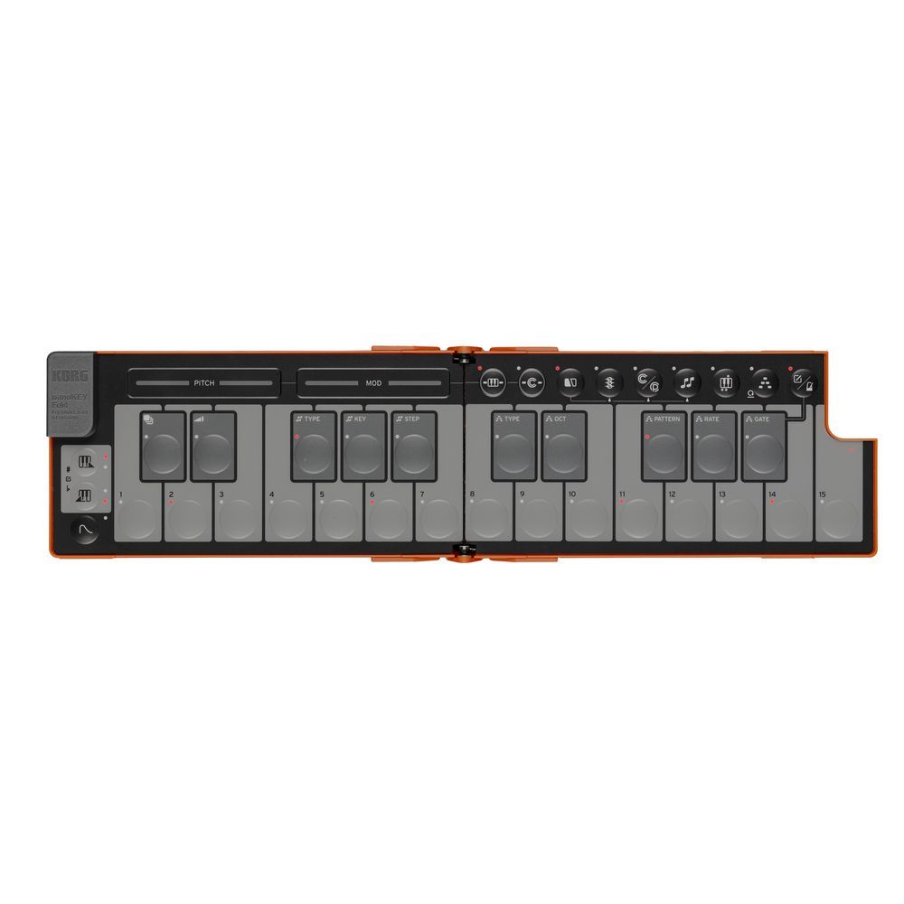 Korg nanoKEY Fold 25-Key Foldable MIDI Keyboard (Lava Orange) - Image 1