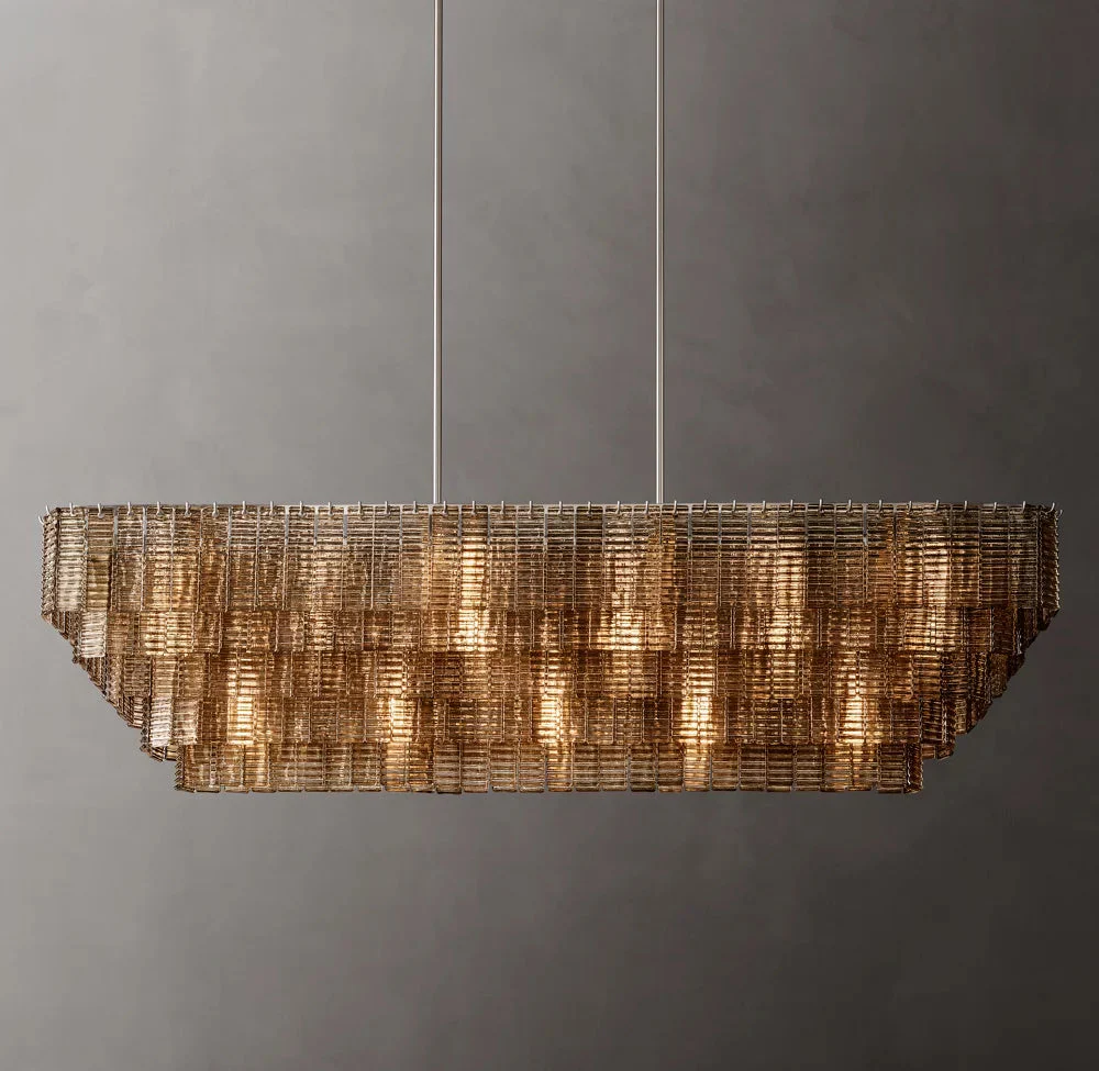 Sirene Smoke Glass Rectangular Chandelier 77" - Image 2