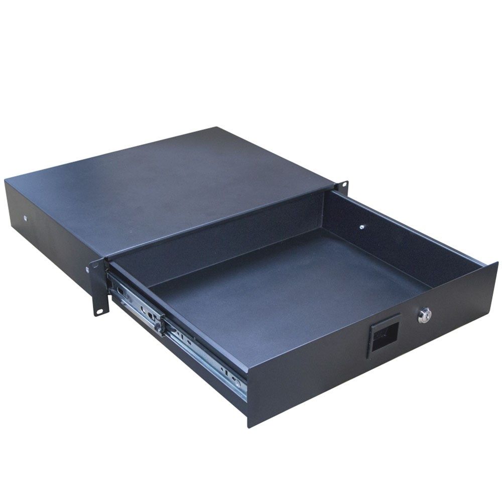 Encore Show Case AC-RD2UB 2RU 19" Rack Mount Slam Lock Drawer 350mm Deep (Black) - Image 1
