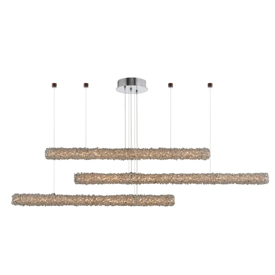 Allegri Lina 3 Light 60" Wide LED Crystal Linear Chandelier - Image 1