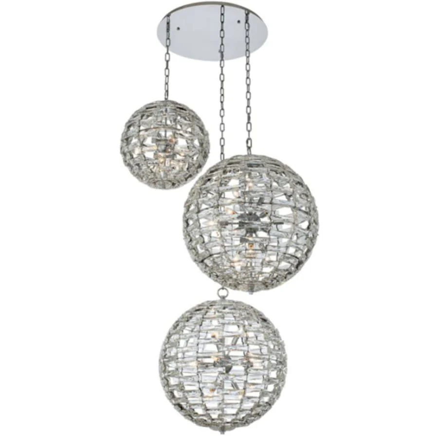 Allegri Alta 36 Light 48" Wide Crystal Multi Light Pendant - (2) 26" and (1) 36" Spheres - Image 2