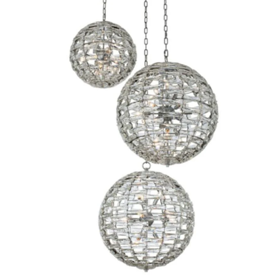 Allegri Alta 30 Light 44″ Wide Crystal Multi Light Pendant – (2) 18″ and (1) 26″ Spheres