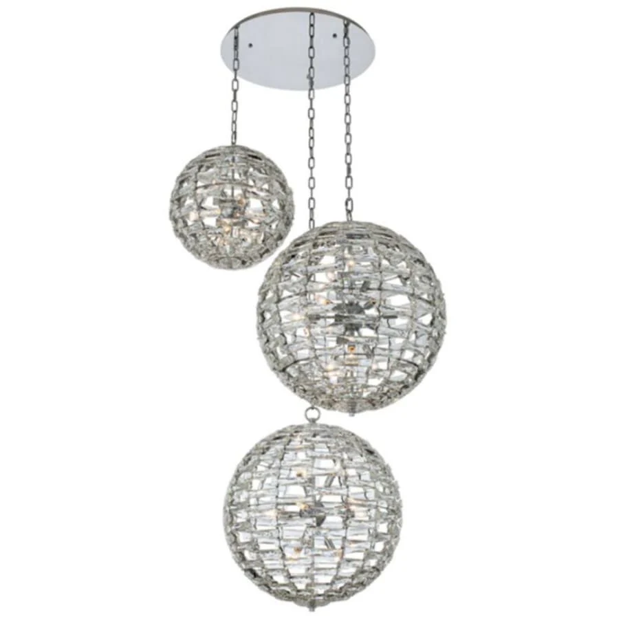 Allegri Alta 30 Light 44" Wide Crystal Multi Light Pendant - (2) 18" and (1) 26" Spheres - Image 2