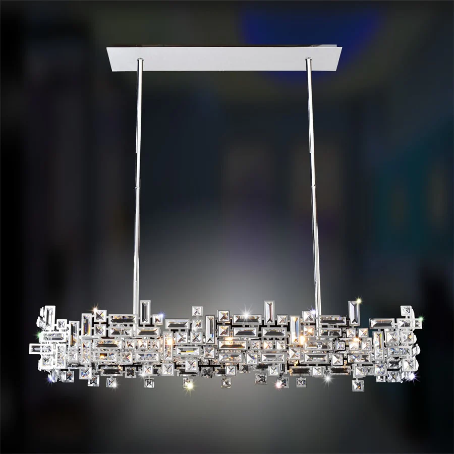 Allegri Vermeer 44" Wide Linear Chandelier with Firenze Crystal - Image 1