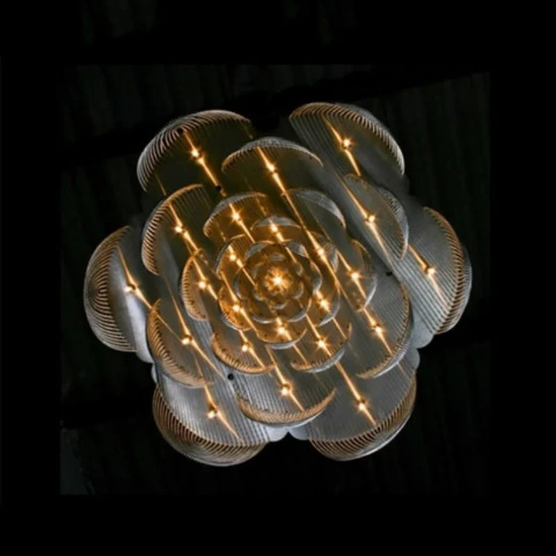 Post-Modern Aluminum Chain Flower Chandelier - Image 3