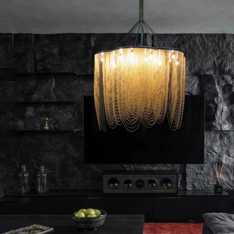 Post-Modern Aluminum Chain Flower Chandelier - Image 1
