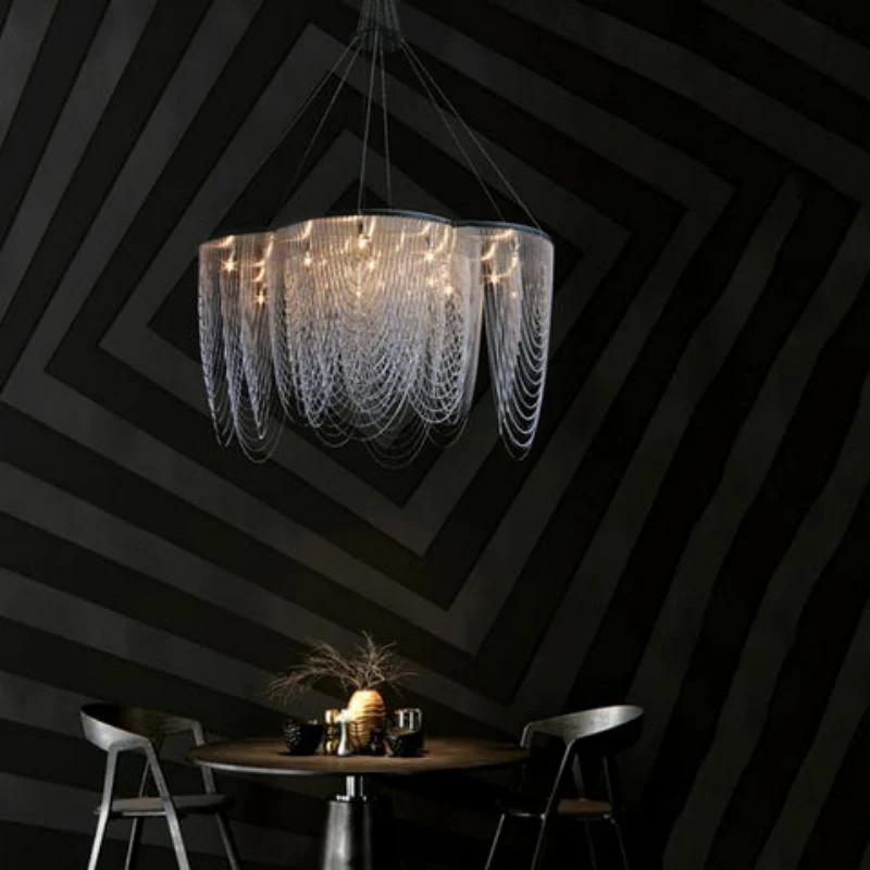 Post-Modern Aluminum Chain Flower Chandelier - Image 2