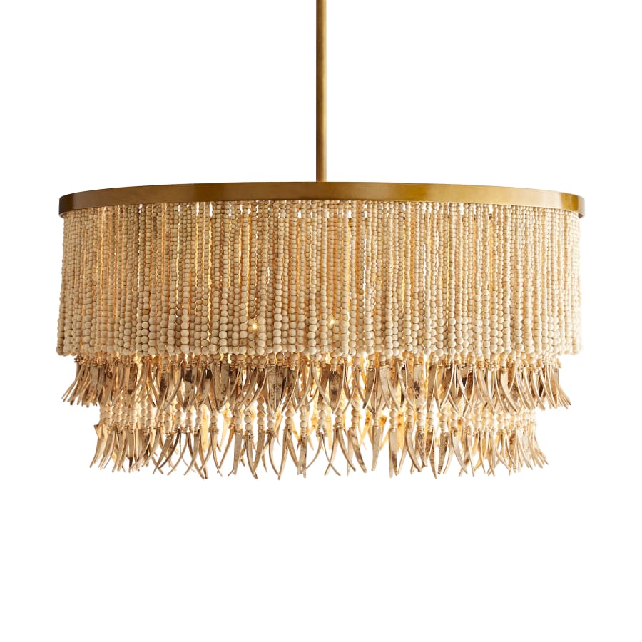 Arteriors Baja 3 Light 30" Wide Beaded Drum Chandelier - Image 3