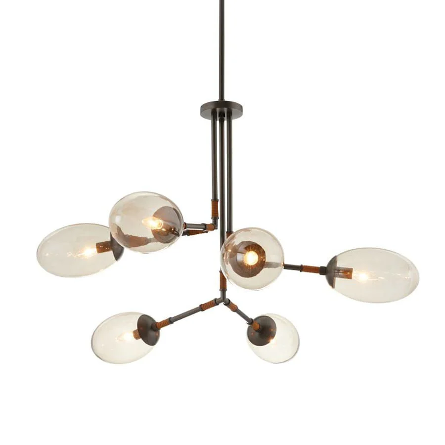 Arteriors Falcon 6 Light 41" Wide Sputnik Chandelier with Smoked Glass Shades - Image 1