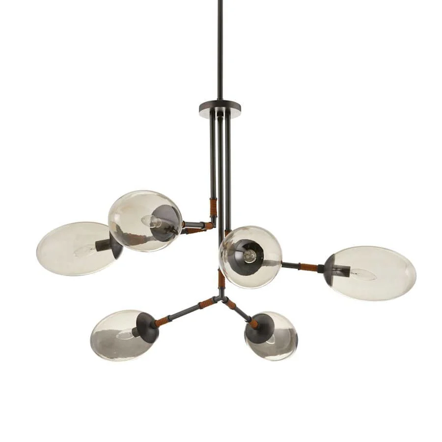 Arteriors Falcon 6 Light 41" Wide Sputnik Chandelier with Smoked Glass Shades - Image 2