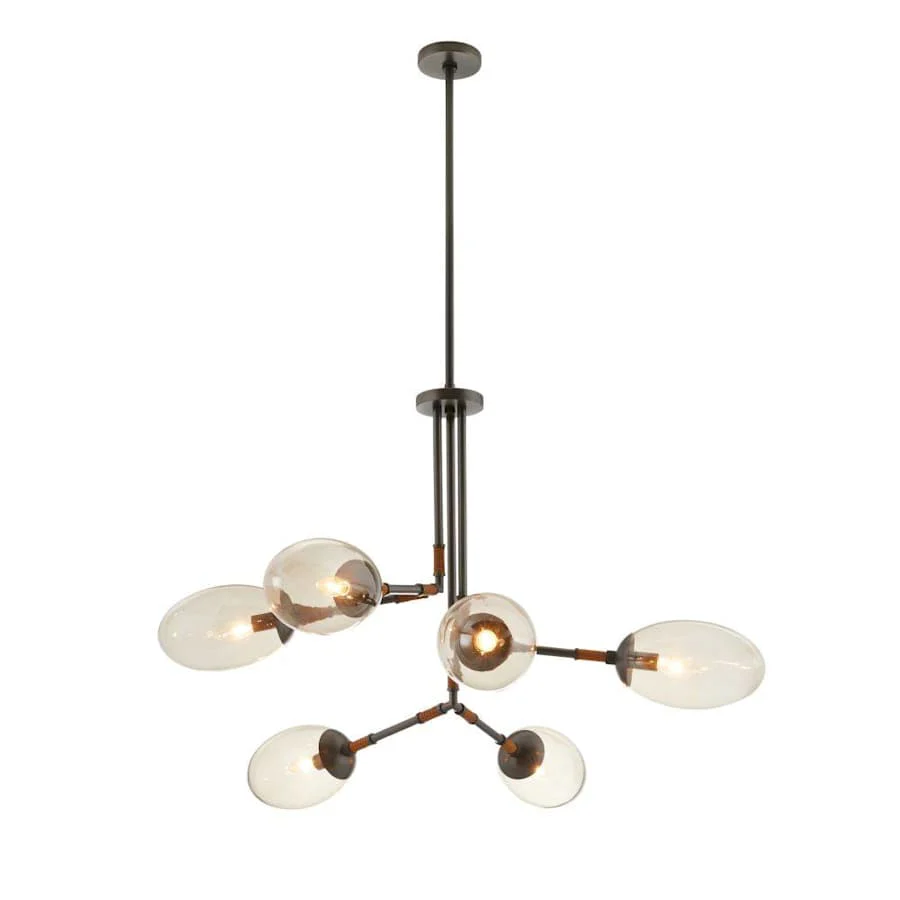 Arteriors Falcon 6 Light 41" Wide Sputnik Chandelier with Smoked Glass Shades - Image 3