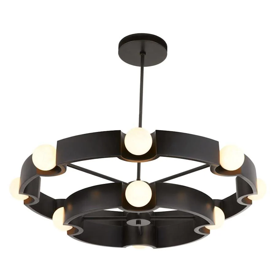 Arteriors Hans 44" Wide LED Ring Chandelier with Frosted Glass Shades - Image 1