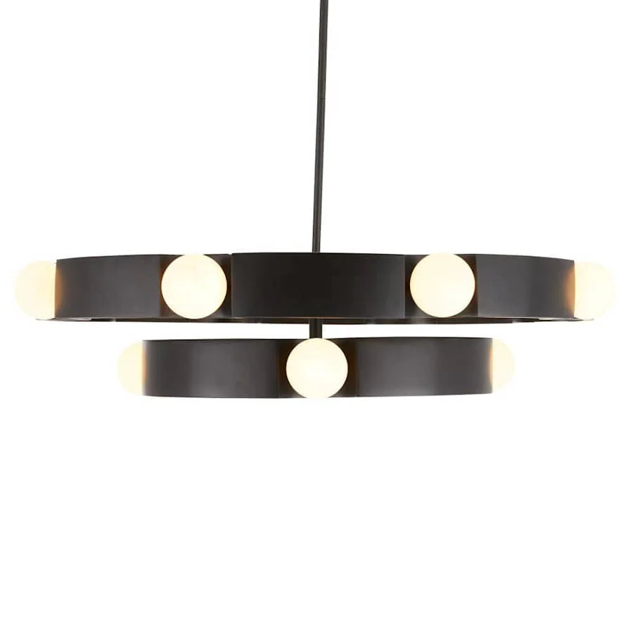 Arteriors Hans 44" Wide LED Ring Chandelier with Frosted Glass Shades - Image 3