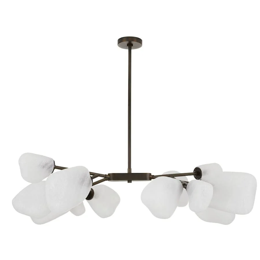 Arteriors Grozny 12 Light 44" Wide Linear Chandelier with Frosted Glass Shades - Image 3