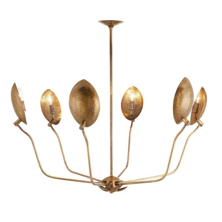 Arteriors Flores 6 Light 46" Wide Chandelier with Hammered Brass Shades - Image 1