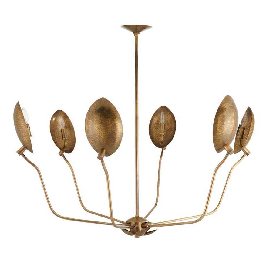 Arteriors Flores 6 Light 46" Wide Chandelier with Hammered Brass Shades - Image 2