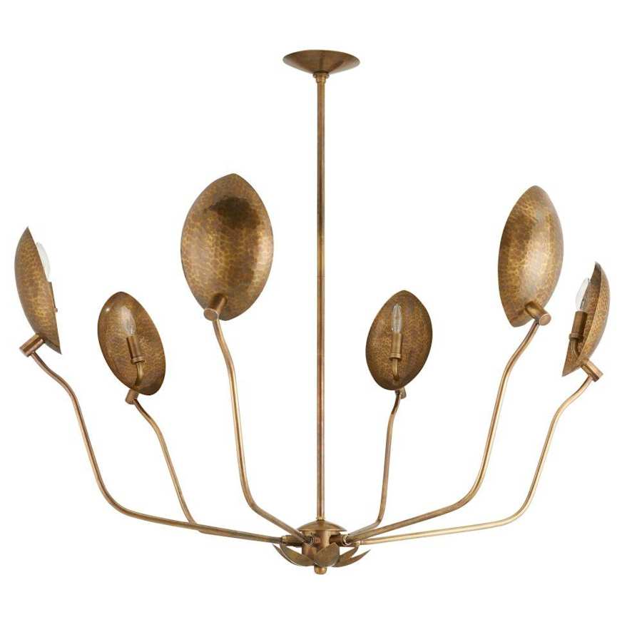 Arteriors Flores 6 Light 46" Wide Chandelier with Hammered Brass Shades - Image 3