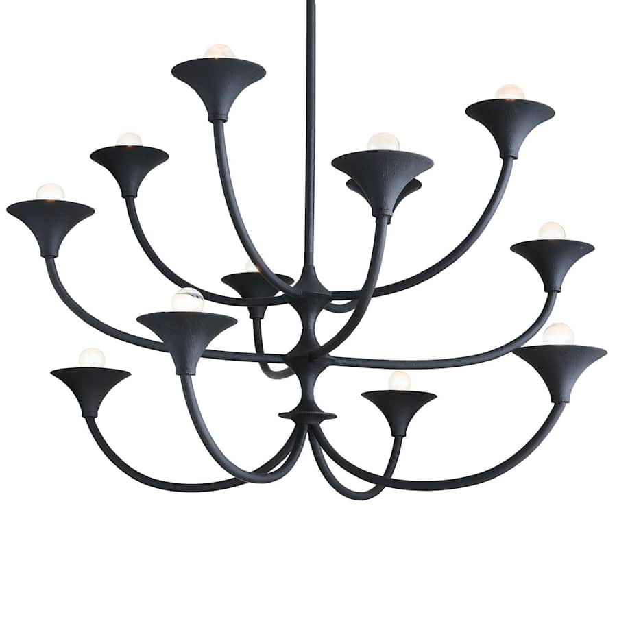 Arteriors Larkin Chandelier 12 Light 42" Wide Wrought Iron Abstract Chandelier - Image 1
