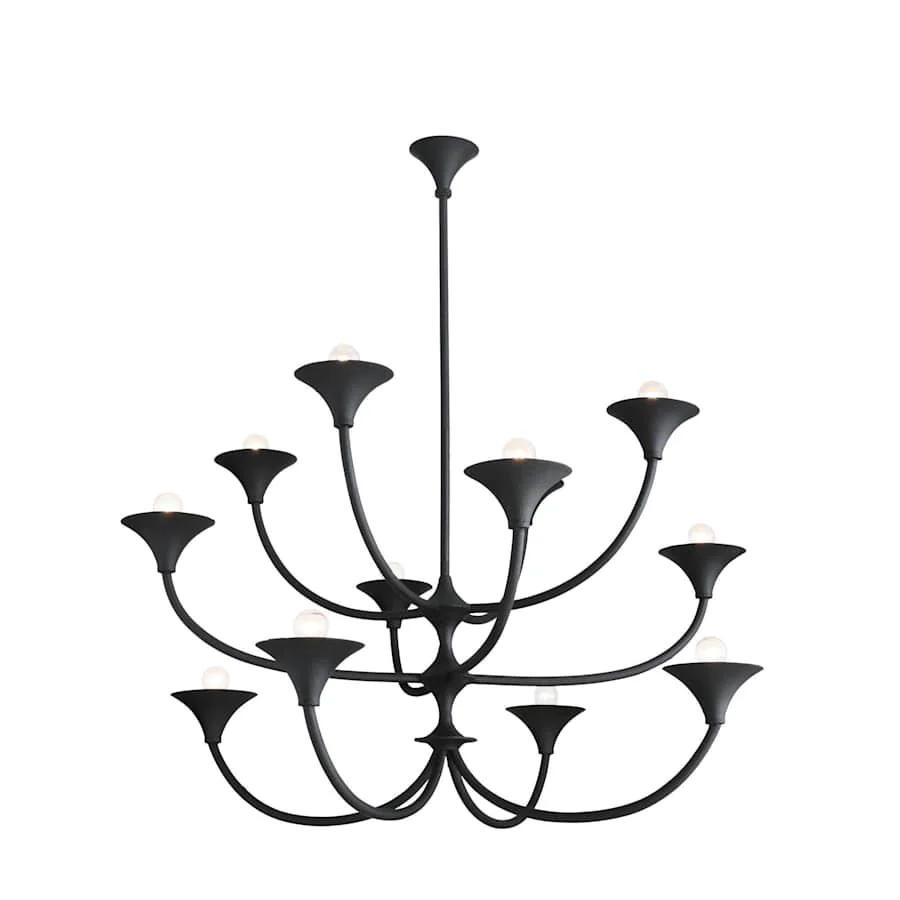 Arteriors Larkin Chandelier 12 Light 42" Wide Wrought Iron Abstract Chandelier - Image 3