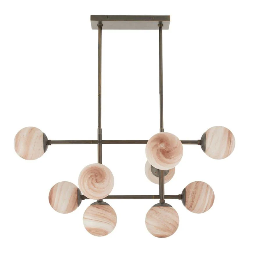 Arteriors Hadden 9 Light 38" Wide Linear Chandelier with Swirl Glass Shades - Image 2