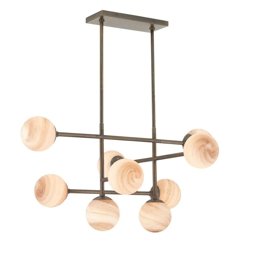 Arteriors Hadden 9 Light 38" Wide Linear Chandelier with Swirl Glass Shades - Image 3