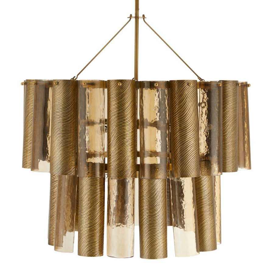 Arteriors Faramond 10 Light 35" Wide Waterfall Chandelier with Iron and Hammered Glass Shades - Image 2