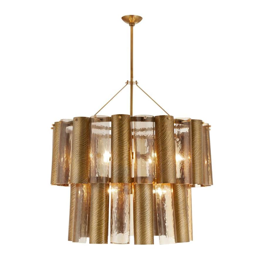 Arteriors Faramond 10 Light 35" Wide Waterfall Chandelier with Iron and Hammered Glass Shades - Image 3