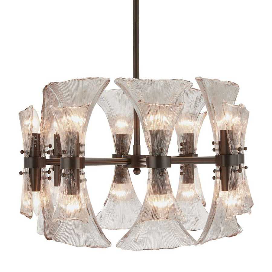 Arteriors Gwendolyn 16 Light 24" Wide Chandelier with Ribbed Glass Shades - Image 1