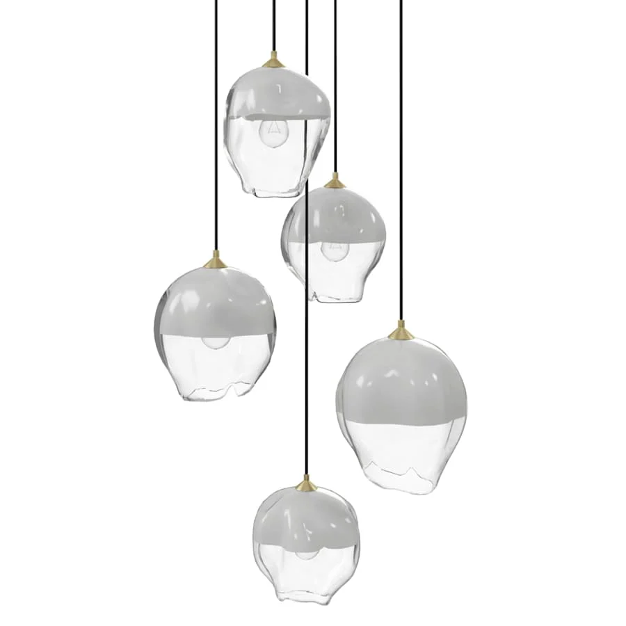 Avenue Lighting Sonoma Ave. 5 Light 28" Wide Multi Light Pendant with White/Clear Glass Shades - Image 1