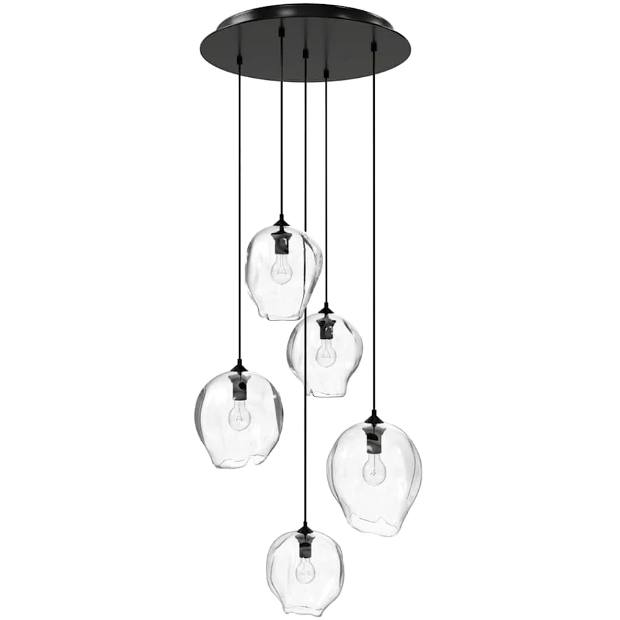 Avenue Lighting Sonoma Ave. 5 Light 28" Wide Multi Light Pendant with Water Glass Shades - Image 2