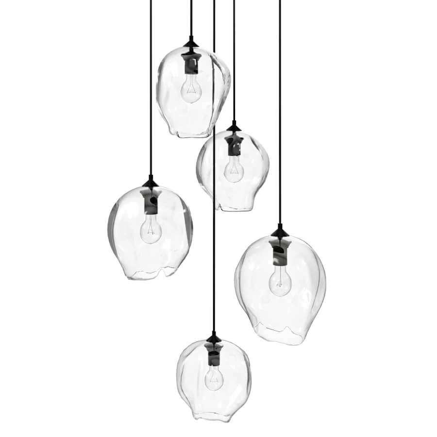 Avenue Lighting Sonoma Ave. 5 Light 28" Wide Multi Light Pendant with Water Glass Shades - Image 1