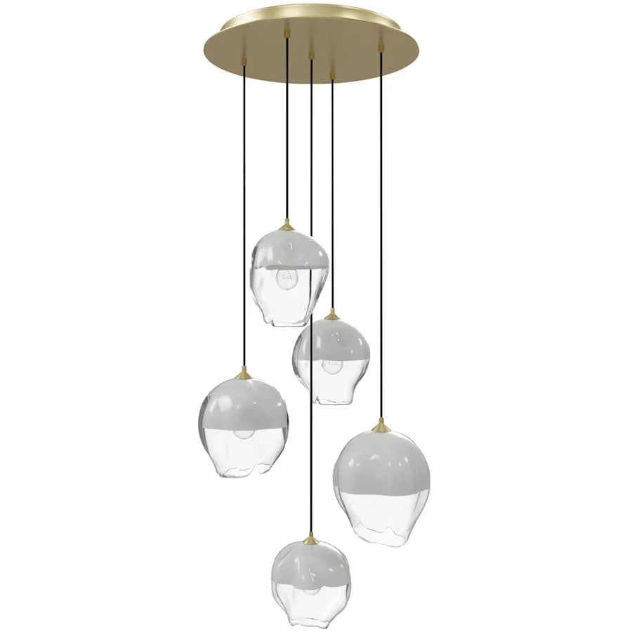 Avenue Lighting Sonoma Ave. 5 Light 28" Wide Multi Light Pendant with White/Clear Glass Shades - Image 2