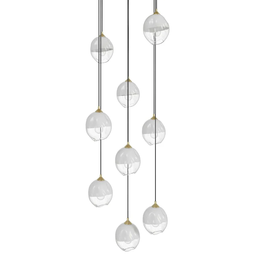 Avenue Lighting Sonoma Ave. 9 Light 37" Wide Multi Light Pendant with White/Clear Glass Shades - Image 1