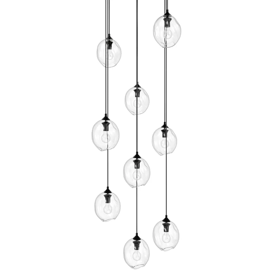 Avenue Lighting Sonoma Ave. 9 Light 37" Wide Multi Light Pendant with Water Glass Shades - Image 1