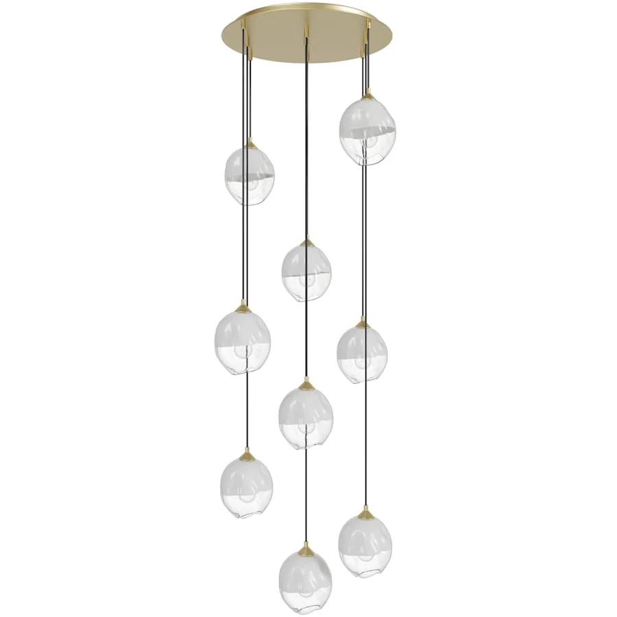 Avenue Lighting Sonoma Ave. 9 Light 37" Wide Multi Light Pendant with White/Clear Glass Shades - Image 2