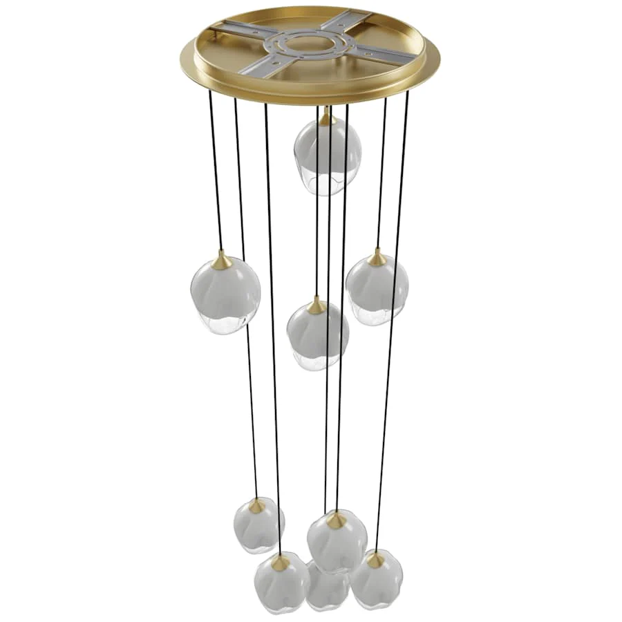 Avenue Lighting Sonoma Ave. 9 Light 37" Wide Multi Light Pendant with White/Clear Glass Shades - Image 3