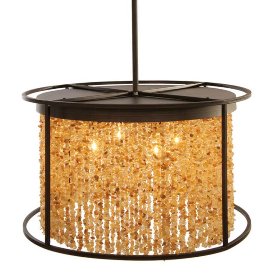 Avenue Lighting Soho 4 Light 24" Wide Drum Chandelier with Draped Moonstone Shade - Image 1