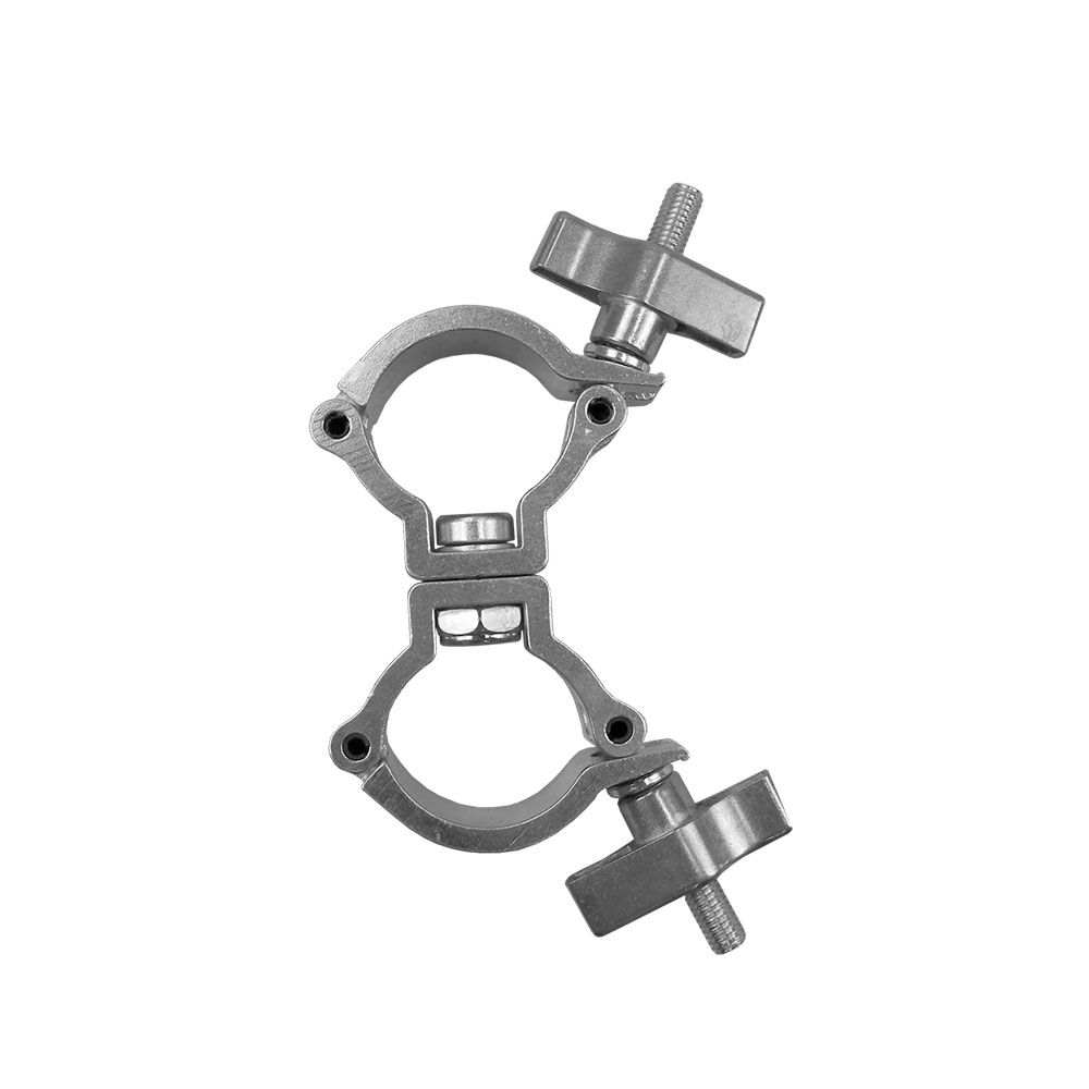 Event Lighting CLAMPDP38S Aluminium Double Swivel Pipe Clamp (Suits 30-40mm) (Silver) - Image 1