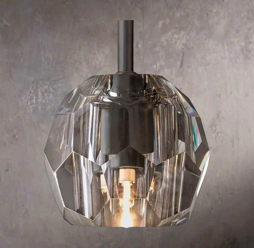 Crystal Sphere Smoky Glass Rod Pendant Lamp - Image 3