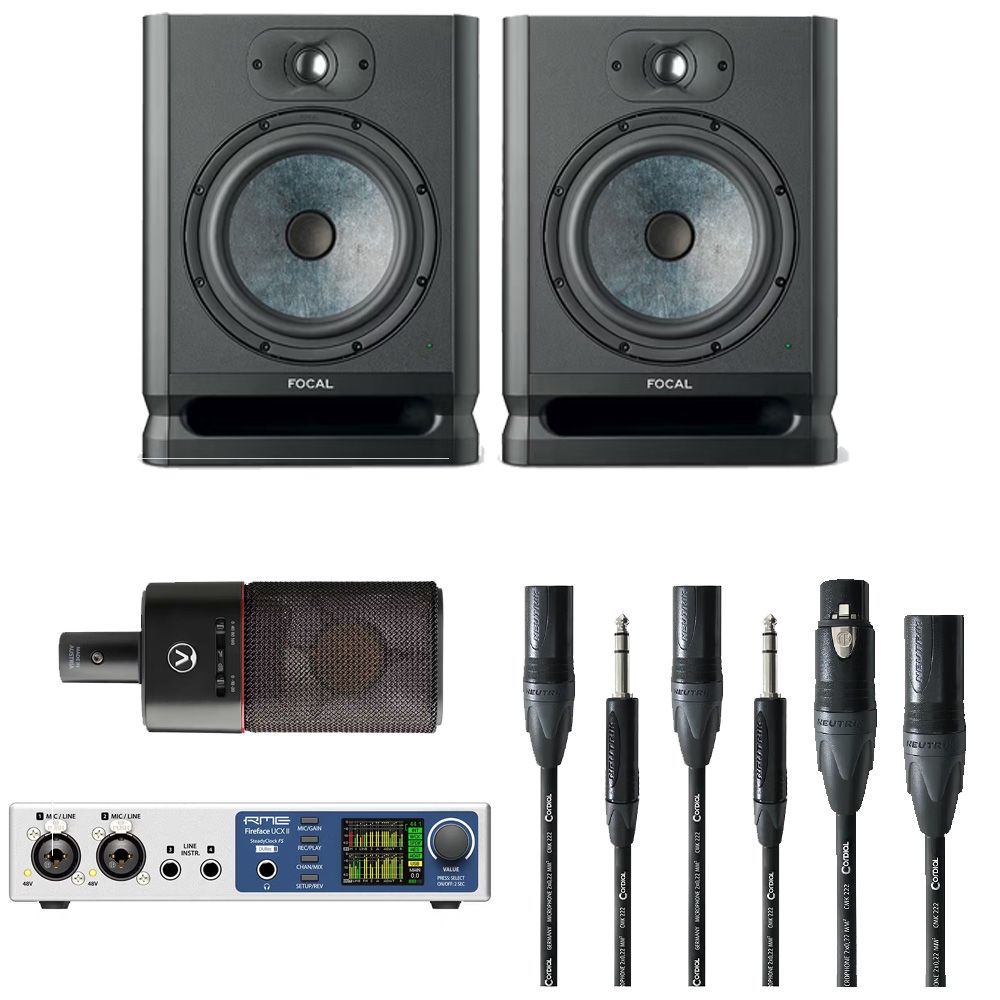 Focal Alpha 80 Evo Bundle w/ RME FFUCXII Austrian Audio OC18 (Black) & Cables - Image 1