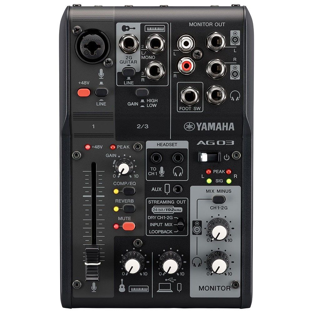 Yamaha AG03 MK2 3-Channel Live Streaming Mixer w/ USB Audio Interface (Black) - Image 1