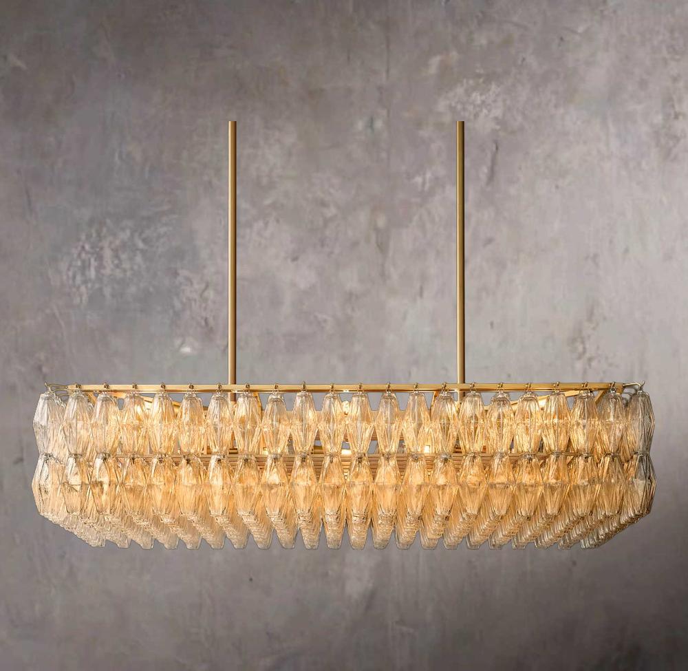 Chiaria Transparent Glass Rectangular Chandelier 54″