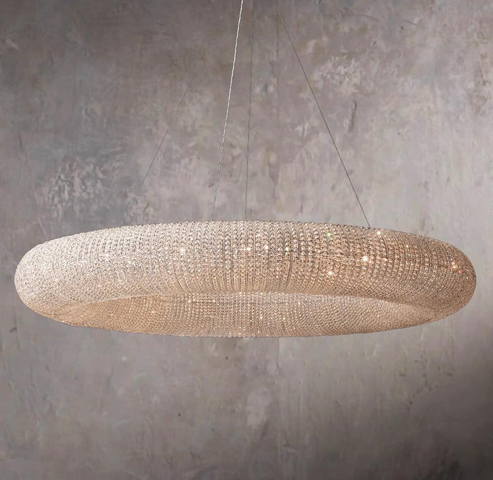 Transparent Crystal Ring LED Pendant Chandelier Light 72″