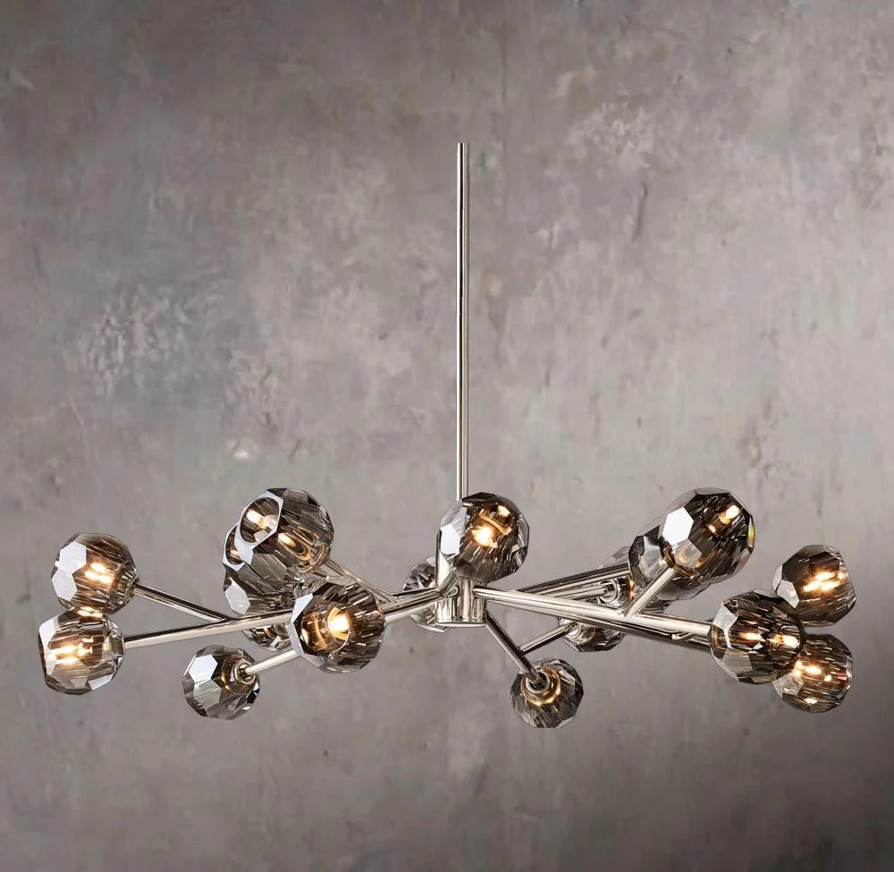 Crystal Globe Smoked Glass Circular Chandelier 48" - Image 2