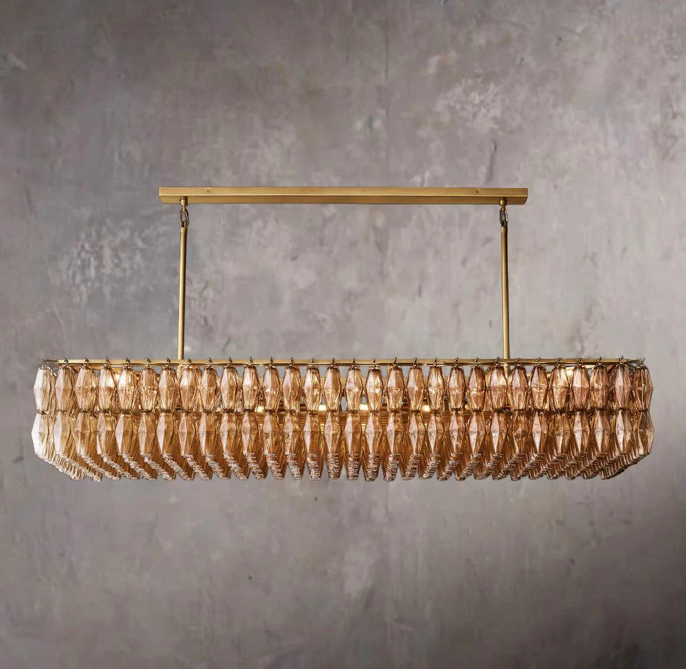 Chiara Rectangular Smoke Glass Linear Chandelier 74" - Image 1