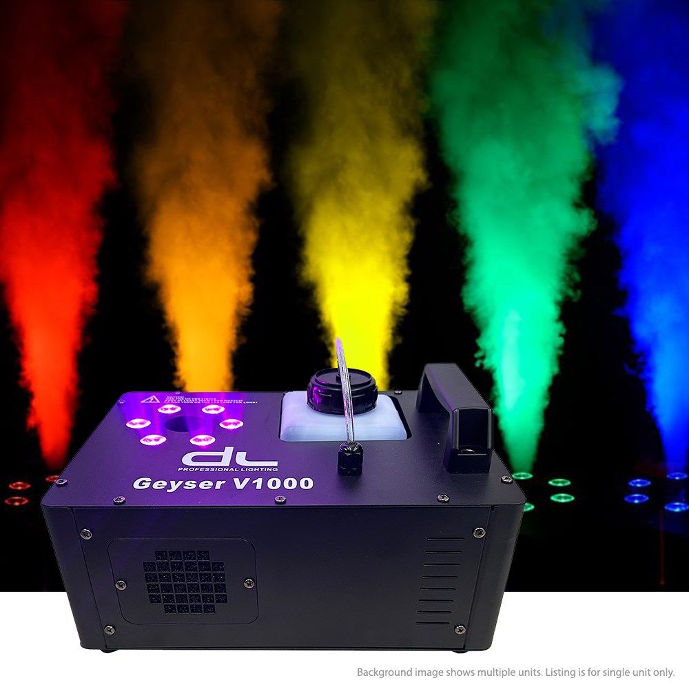 DL Geyser 1000 LED Smoke Machine 1000W w/ Wireless Remote (6x3W TRI LED) - Image 1