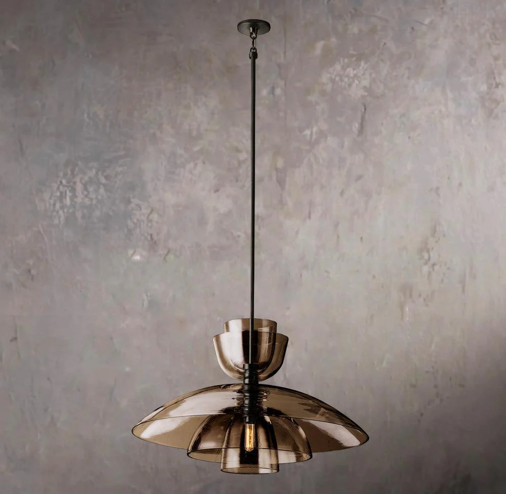 Blom Large Amber Glass Dome Pendant Lamp - Image 2