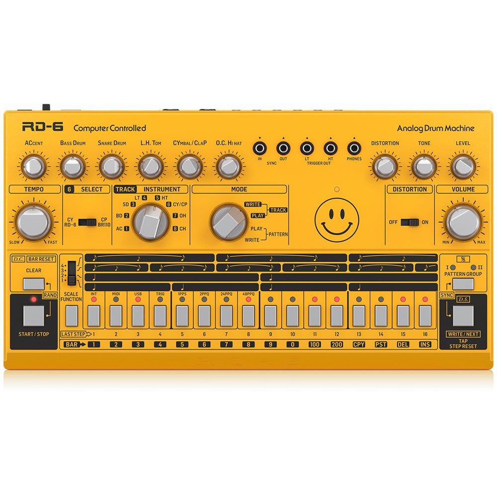 Behringer RD6 Classic 606 Analog Drum Machine w/ 16 Step Sequencer (Yellow) - Image 1